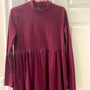 Forever 21 burgundy long sleeve dress NEW